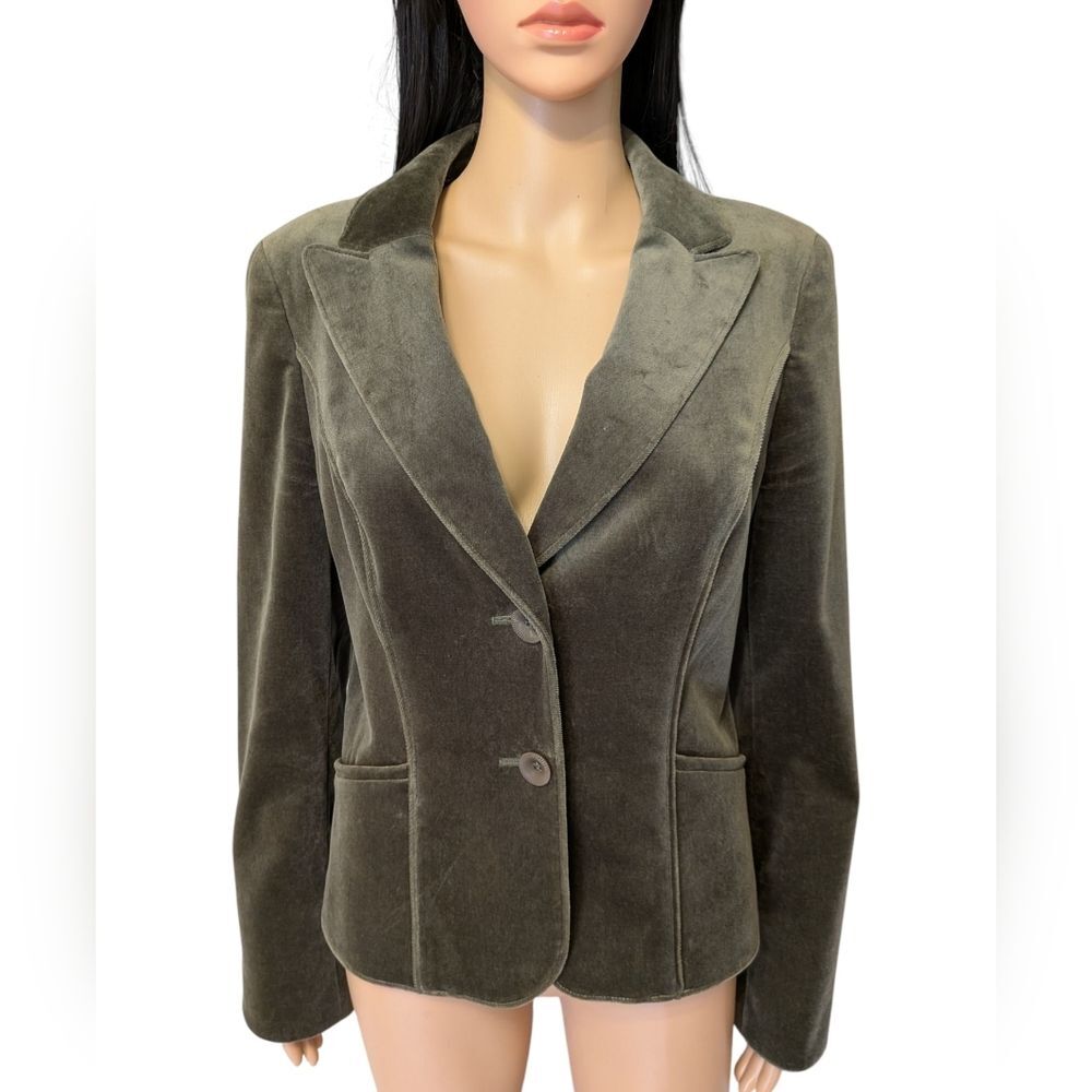 Classiques Entier Olive Green Crushed Velvet Jacket Medium